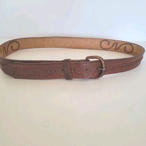 Mexican Men's Geniue Leather Casual Belt Size 40 100 Brown Aztec Braided Tooled